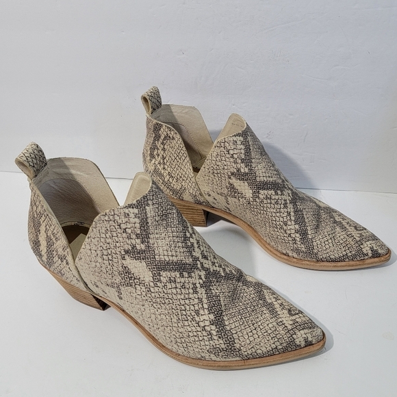 Dolce Vita Sonnie Bootie Women's Sz 8.5 Snakeskin Print Leather Block Heel - Picture 1 of 12